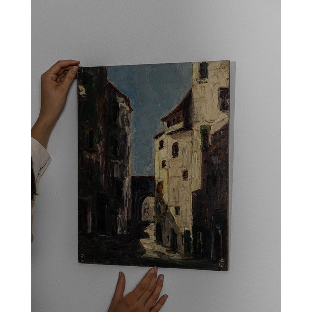 Early 20th Century French Oil on Canvas Townscape For Sale - Image 12 of 18
