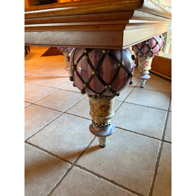 Mackenzie Childs Mackenzie-Childs 5' X 5' Train Dining Table With Checkerboard Top & Hand Painted Legs For Sale - Image 4 of 11