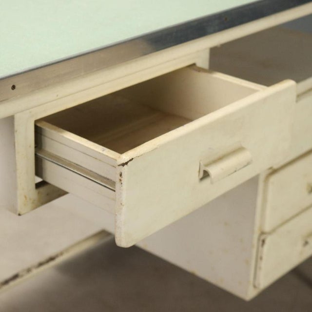 Mid 20th Century Vintage Writing Desk in Enamelled Metal and Laminate, Italy, 1960s For Sale - Image 5 of 10