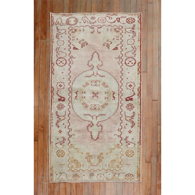 Asian Vintage Zabihi Collection Turkish Anatolian Small Pink Red Rug - 3'1" x 5'8" For Sale - Image 3 of 8