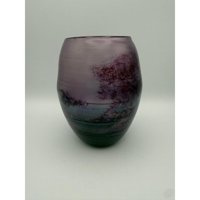 Lavender Hand-Painted Studio Glass Vase by Hans Jürgen Richartz, 1980s For Sale - Image 8 of 15