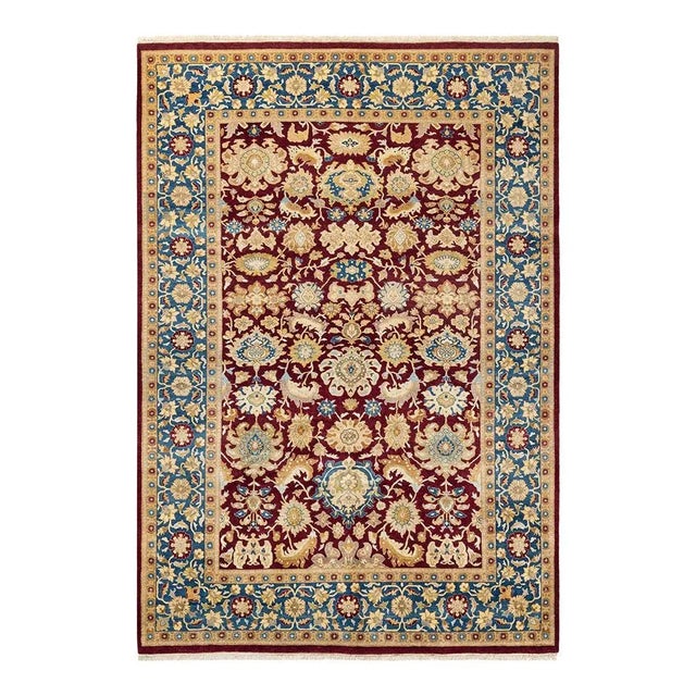 Mogul Collection Hand-Knotted Area Rug - Red 6' 2" x 8' 10" For Sale - Image 4 of 4