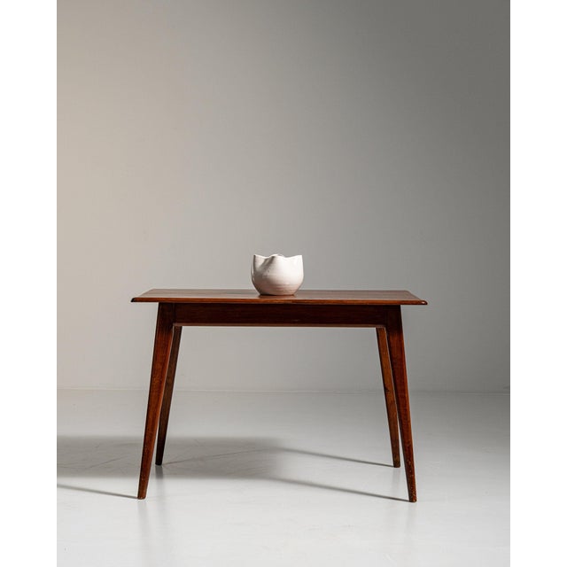 1960-1969 France Rich Walnut Brown Tapered-Leg Walnut Console For Sale In Greensboro - Image 6 of 11