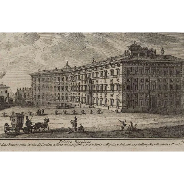 Palazzo Borghese is original black and white etching realized by Giuseppe Vasi . Beautiful etching representing Palazzo...