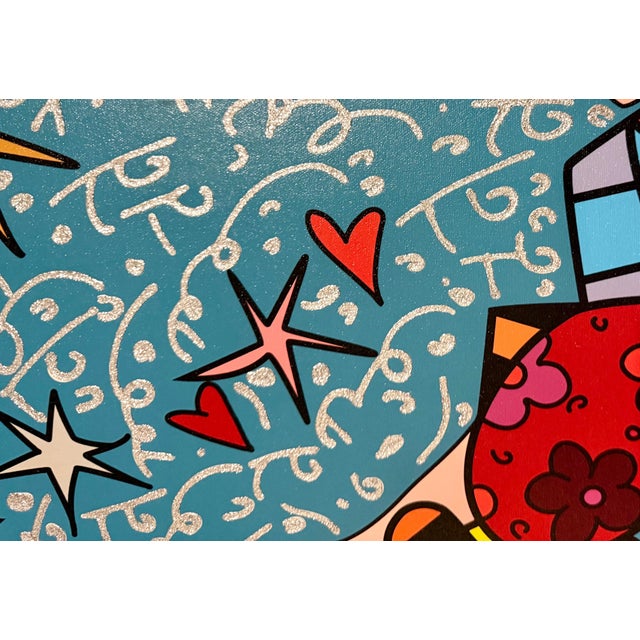 Sculpture Materials Romero Britto, Large Romero Britto Mixed Media Diamond Dust Giclee Pop Art Cubism Hollywood, 2022 For Sale - Image 7 of 14
