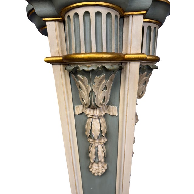 Neoclassical 19th Century Green Neoclassical Painted and Parcel-Gilt Pedestals - A Pair For Sale - Image 3 of 18