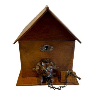 Early 20th Century Cigar Humidor With a Bulldog “Guard” For Sale