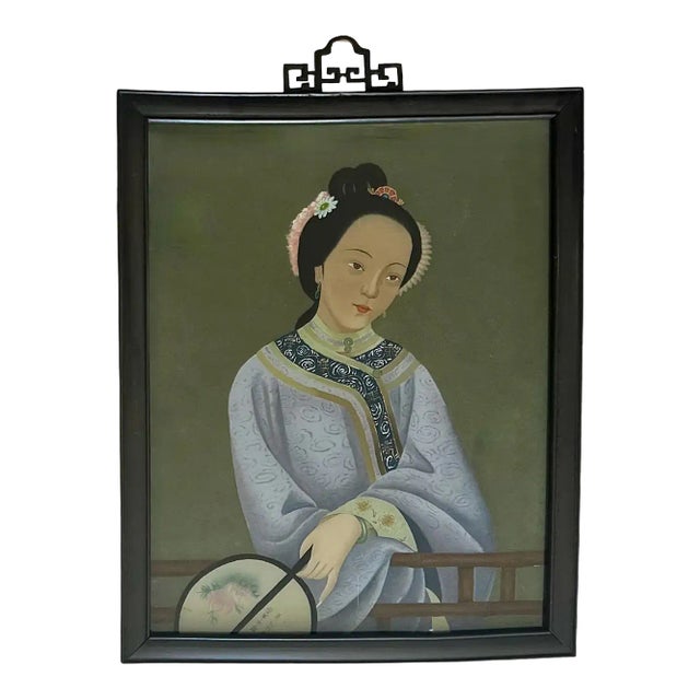 Chinese Export Reverse Glass Painting Young Women For Sale