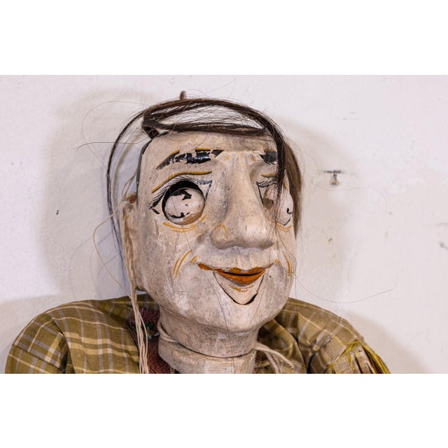 Late 20th Century Pair of Antique Burmese Thailand Marionette Puppet Dolls Folk Art For Sale - Image 5 of 11