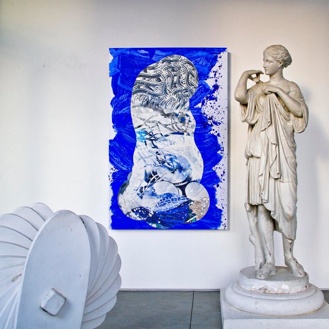 "Ballast Blue" by Michael DesRosiers Abstract Mixed-Media on a MDF Panel (2022) For Sale - Image 14 of 16