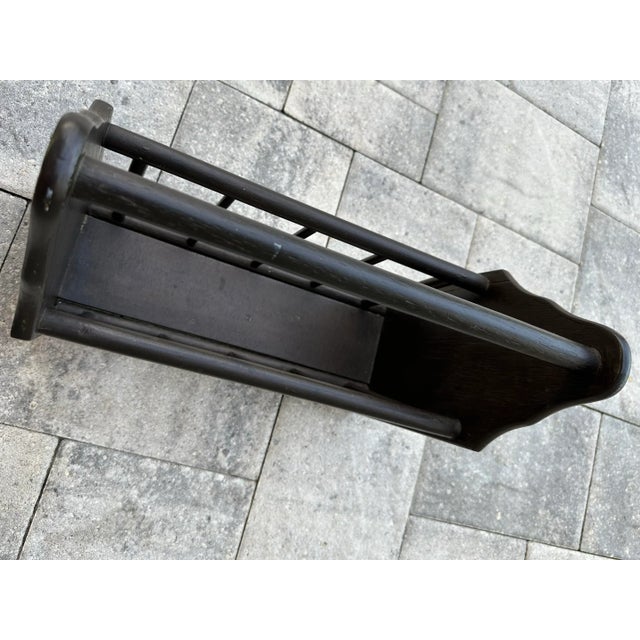 Vintage 1900s Dark Brown Wood Magazine Rack For Sale - Image 9 of 11
