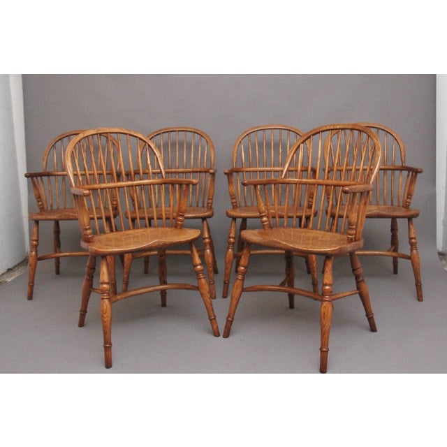 Wood Mid-Century Stick Back Windsor Armchairs, 1960s, Set of 6 For Sale - Image 7 of 12