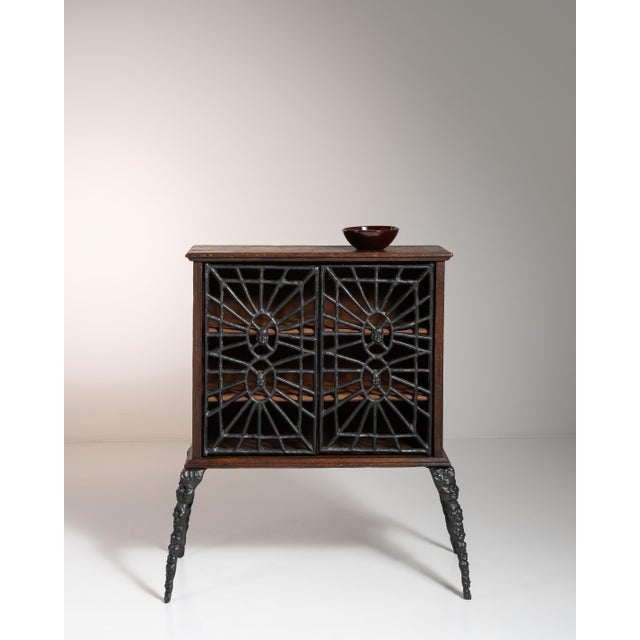 20th Century Belgian Black Contemporary Gothic Wrought Iron Cabinet By Ernest Patris For Sale - Image 4 of 15