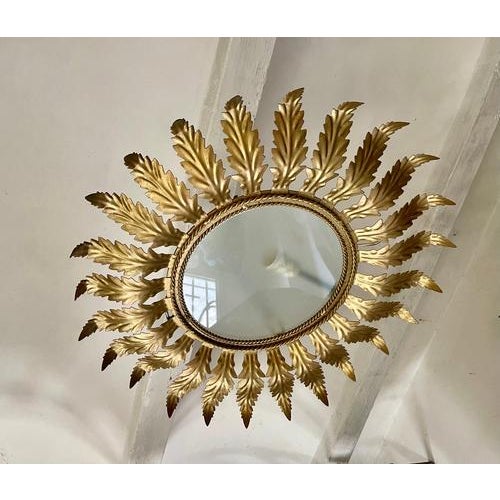 1960s Spanish Solar Crown Sunburst Fixture Gilt Paint Metal , 1960 For Sale - Image 5 of 8
