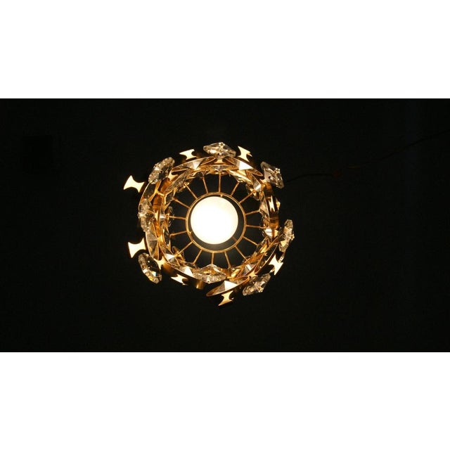 Gold Crystal Glass Ceiling Lamp by C. Palme for Palwa For Sale - Image 8 of 10