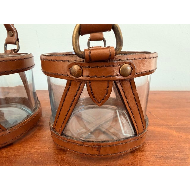 Barclay Butera Horse Harness Hurricane Lamps Candleholders - Pair For Sale - Image 4 of 11