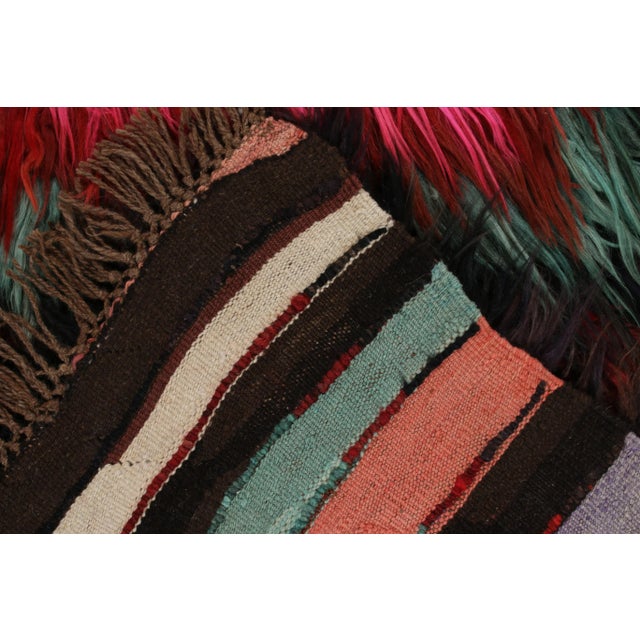 Vintage Tulu Shag Rug in Multicolor Geometric Pattern, High Pile For Sale In New York - Image 6 of 7