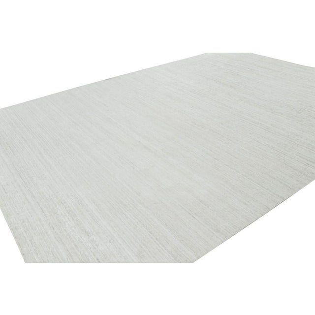 Rug & Kilim Rug & Kilim’s Textural Rug in Bright Solid White Tones and Striae For Sale - Image 4 of 8