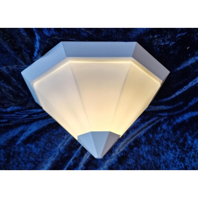 White Vintage Flat Ceiling Lamp with White Metal Base and Opaque White Glass Shade from Glashütte Limburg, 1980s For Sale - Image 8 of 8