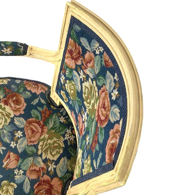 Louis XVI Style Painted Fauteuil, Vintage French Provincial Armchair For Sale - Image 16 of 18