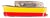 1960s MCM Novelty "Cruiser" Yellow & Red Cruise Ship Enameled Lighter by Sarome Japan For Sale