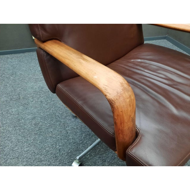 Brown Leather Office Chair by Bernd Münzebrock for Walter Knoll, 1970s For Sale - Image 8 of 11