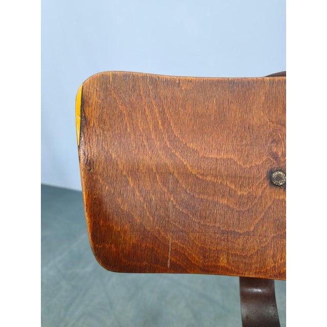 Industrial Adjustable Swivel Chair with Leather Seat, 1930s For Sale - Image 13 of 16