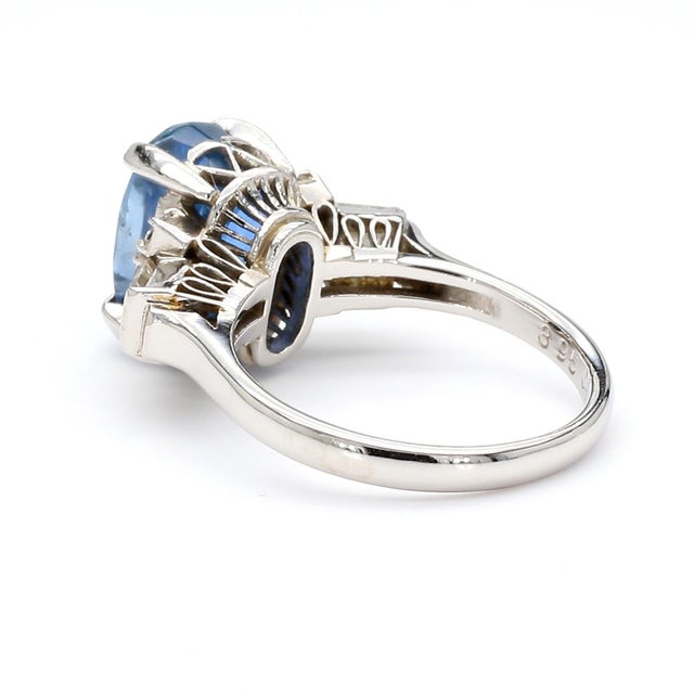 2.51 Carat Oval Blue Sapphire & Mixed Diamond Platinum Filigree Ring, Size 4 For Sale In Miami - Image 6 of 12