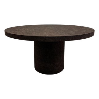 Vintage 70s Chocolate Brown Cork Round Dining Table – MCM Postmodern Retro 80s For Sale