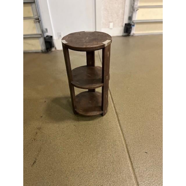 Transitional Faux Shagreen Side Table – Modern Accent Table With Textured Finish & Round Tiered Design For Sale - Image 3 of 4