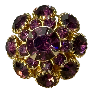 1960s Cocktail Ring Prong Set Amethyst Colored Glass Stones Layered