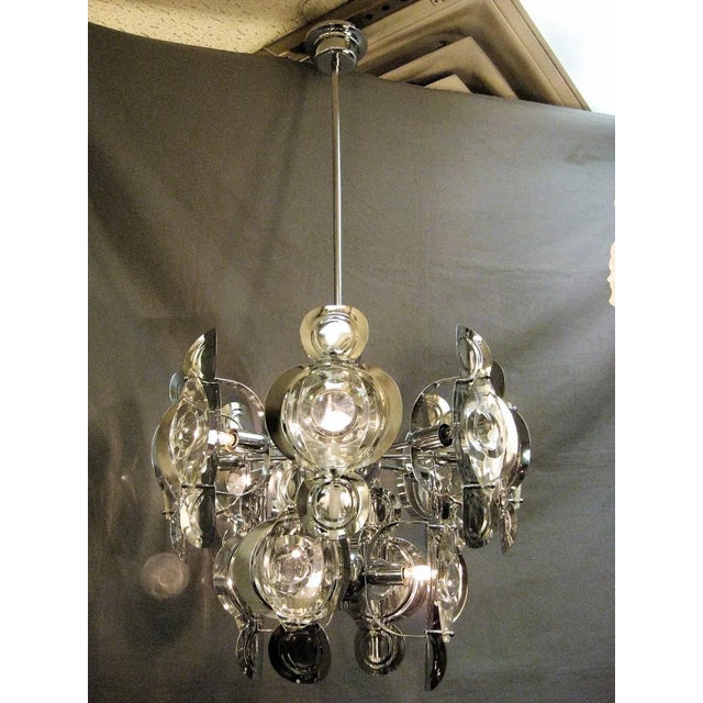 Gaetano Sciolari Chrome and Glass Lens Chandelier, 1960s For Sale - Image 9 of 11