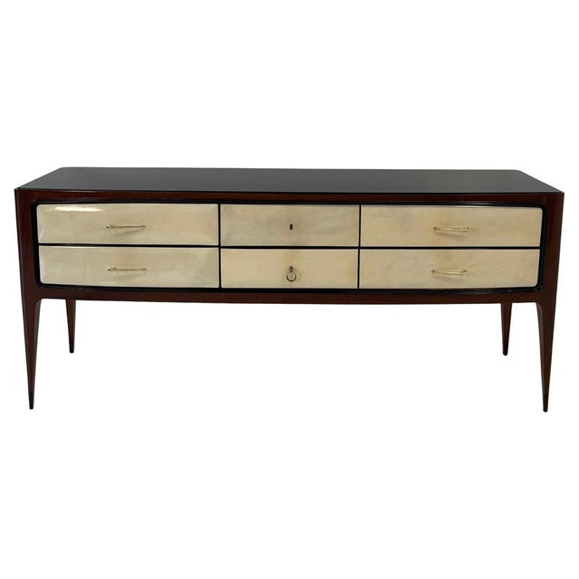 Parchment and Walnut Chest of Drawers by Paolo Buffa, 1950s For Sale - Image 14 of 14