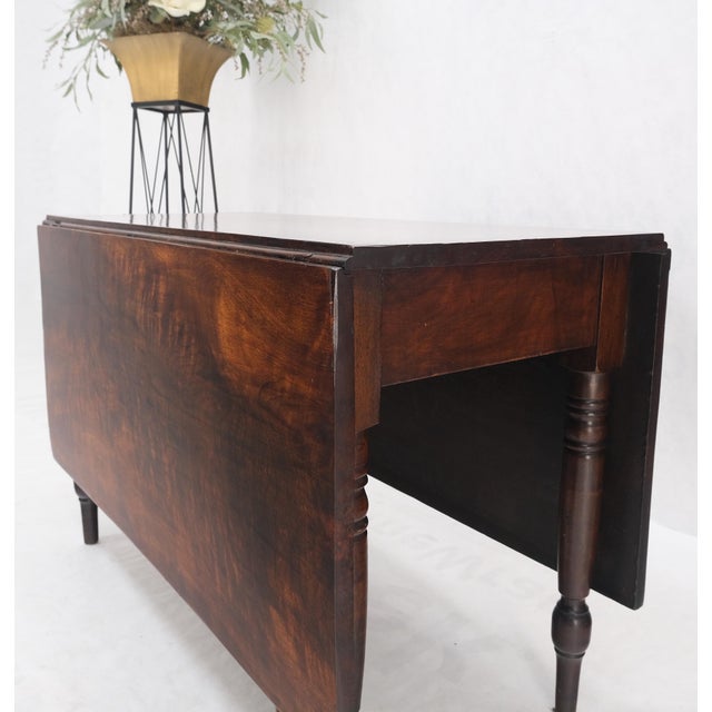 Solid Walnut Board Antique Drop Leaf Dining Center Console Table Clean! For Sale - Image 16 of 17
