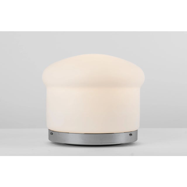 Petite Opal Glass Table Lamp attributed to Peill & Putzler, Germany, 1970s For Sale - Image 4 of 9