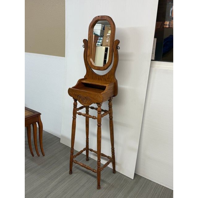Pulaski Furniture Vintage Oak Shaving Stand For Sale - Image 4 of 12