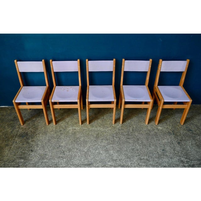 Vintage Octagonal Children's Table & Chairs in Beech and Lilac Formica, 1970s, Set of 6 For Sale - Image 16 of 18