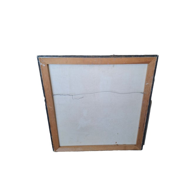 Contemporary Vintage Framed Signed Oil Painting on Canvas of 2 Boys Lounging Outside For Sale - Image 3 of 5