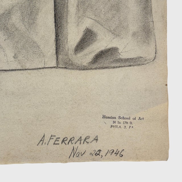 Figurative Vintage Charcoal Portrait of Dante Alighieri by Anthony Ferrara, Signed (1946, Charcoal on Paper) For Sale - Image 3 of 3