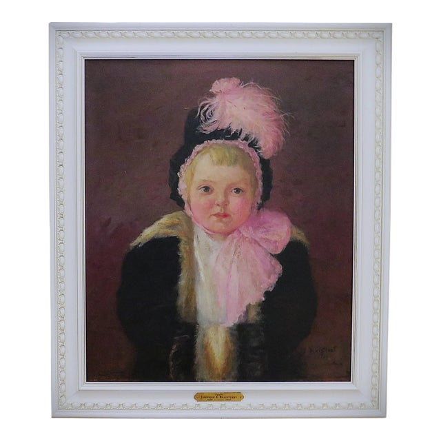 Antique Oil Portrait Painting of a Little Girl by Josephine Bradstreet For Sale