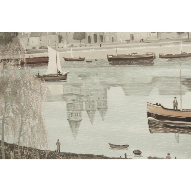 Ivory 1990s Michel Delacroix 'L'abbaye de Paray le Monial' Custom Framed Lithograph Print For Sale - Image 8 of 12