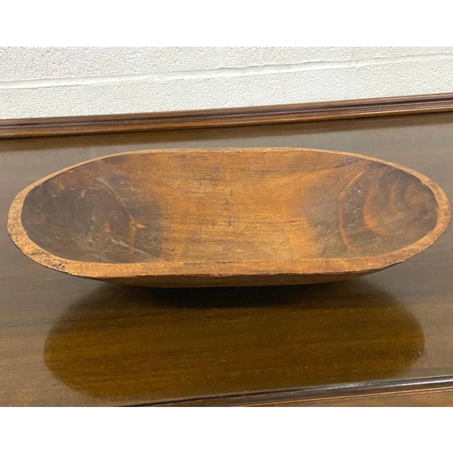 Wood Vintage Handmade Artisan Carved Dough Bowl Trencher Bowl For Sale - Image 7 of 10