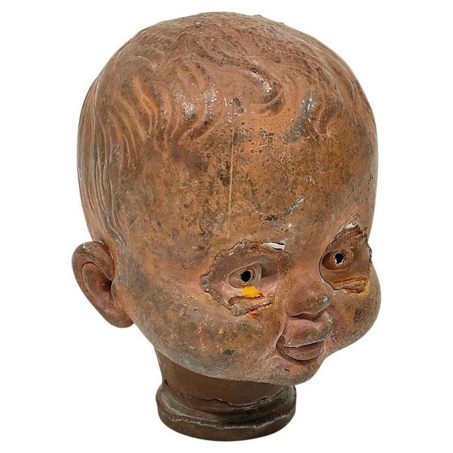 Brown Mid-20th Century Doll Head Mold For Sale - Image 8 of 8