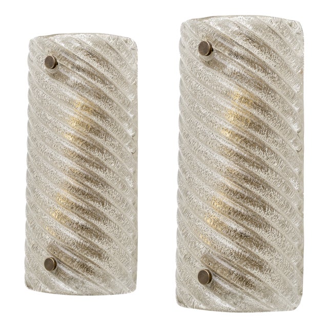 Modern Murano Glass Smoked Twisted Sconces in the style of Barovier & Toso, Set of 2 For Sale