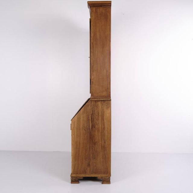 Antique Oak Secretary Desk with Glazed Display Cabinet and Brass Fittings, 1880 For Sale - Image 12 of 17