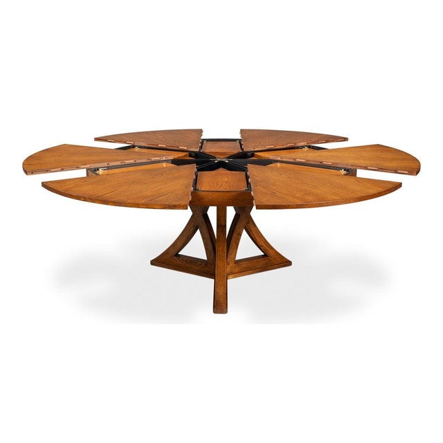 2020s Transitional Round Dining Table, Large - Light Brown Oak For Sale - Image 5 of 11