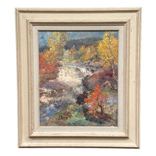 Hundt, Waterfall, 1950s, Oil Painting on Panel, Framed For Sale