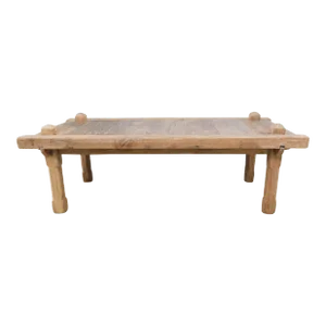Mid-Century Vintage Weathered Natural Teak Wood Coffee Table