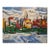 Vintage Mid-Century Abstract Nyc Manhattan Skyline Painting Lic East River For Sale