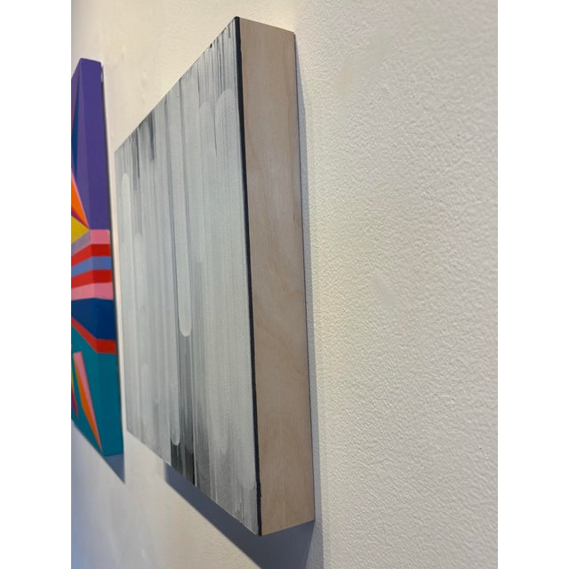 Abstract Minimalist Black and White Monochrome Painting on Panel by Sharon Swidler For Sale In Chicago - Image 6 of 6